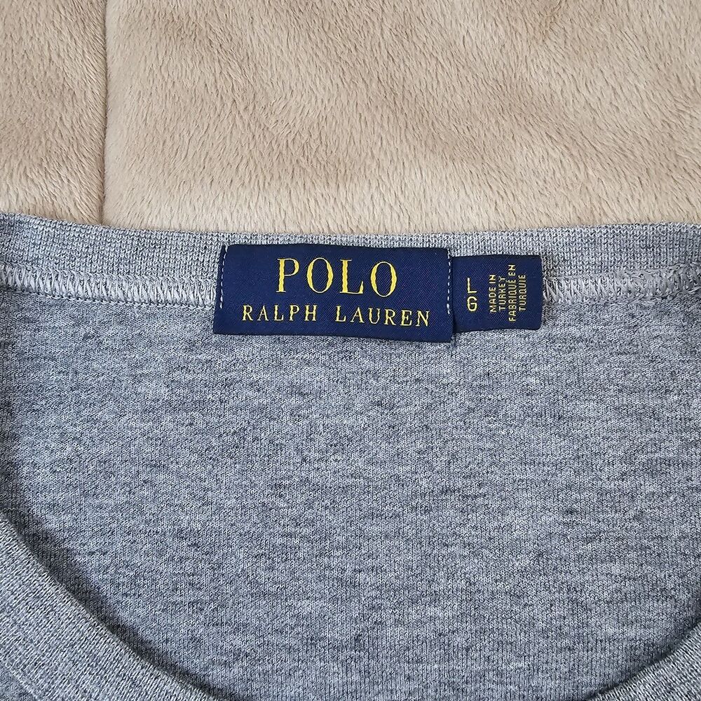 Polo Ralph Lauren P Patch Varsity Sweatshirt Gray Letterman Mens L Crewneck - Picture 4 of 6